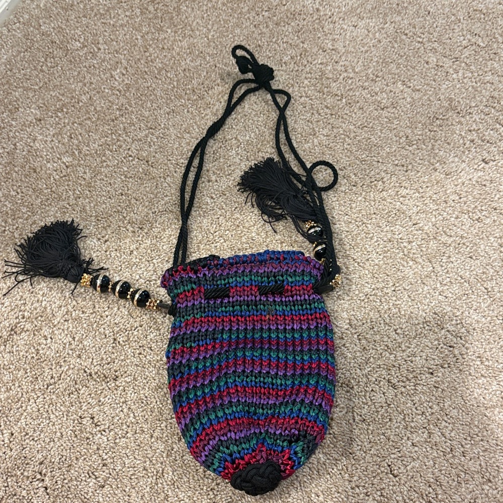 Sharif Colorful Knit Mini Bag with Black Accents
